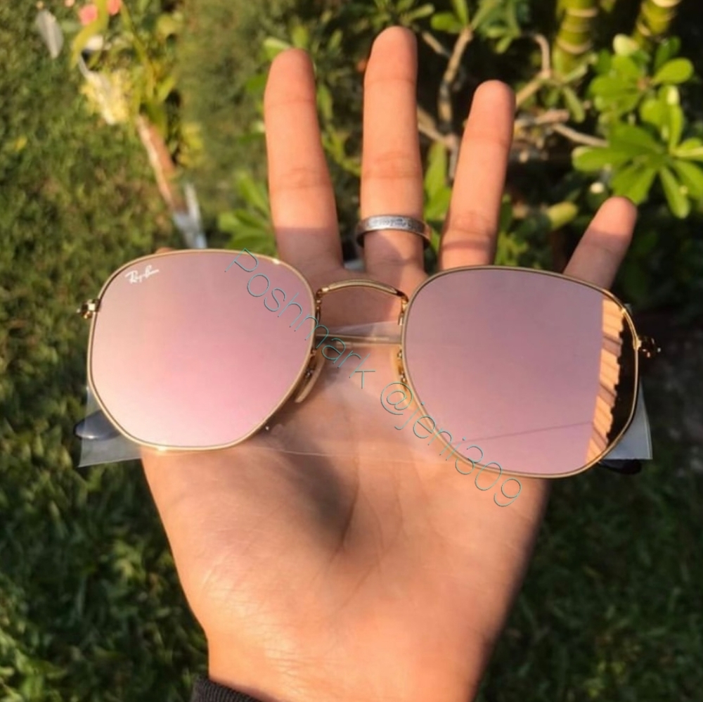 🌹Pink Rose Gold NEW RayBan Hexagonal Original